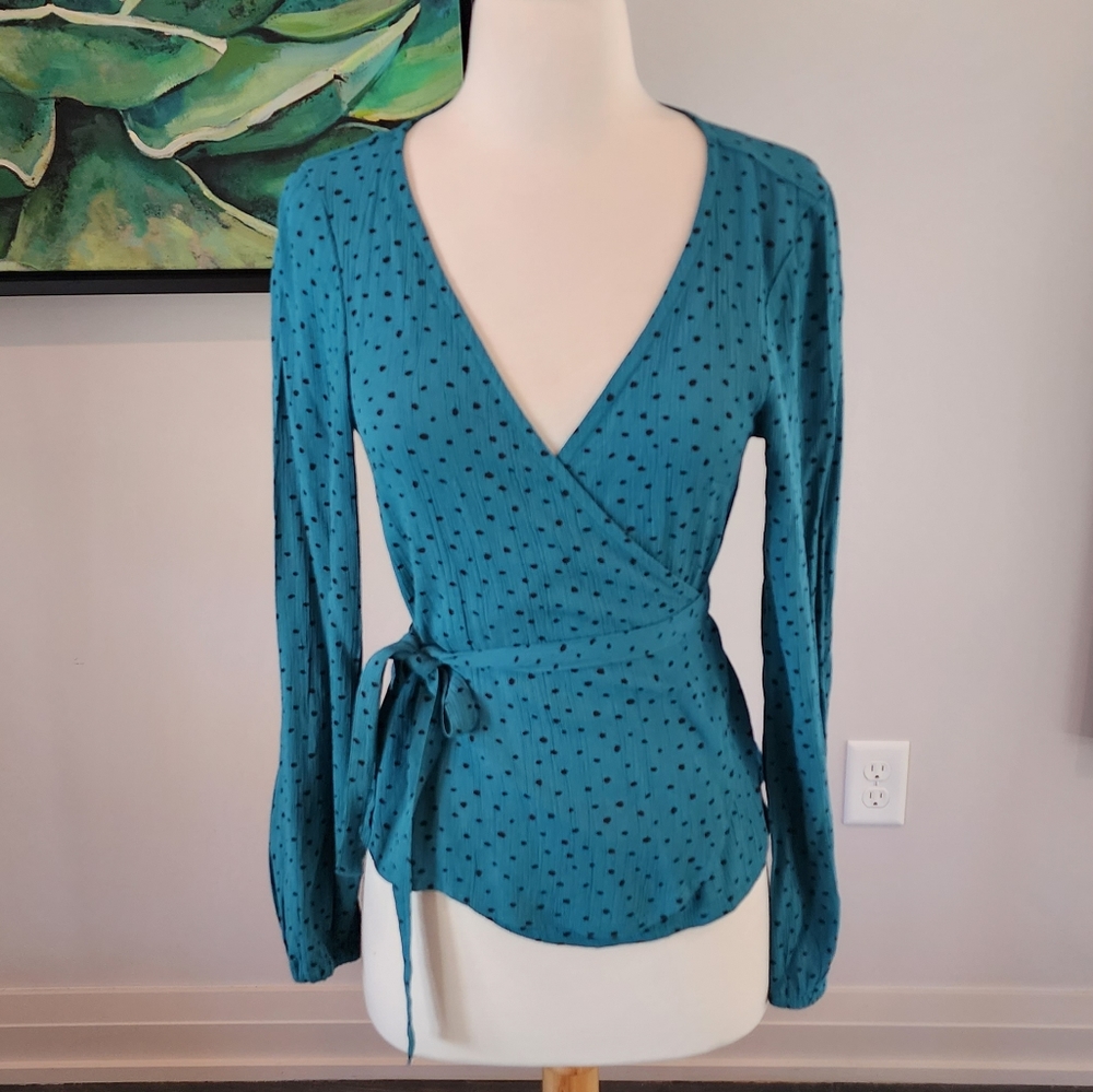 Billabong long sleeve wrap top blue lagoon